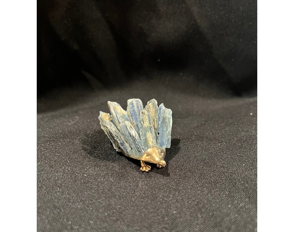 Raw Crystal Kyanite Cluster Hedgehog Gold-tone New